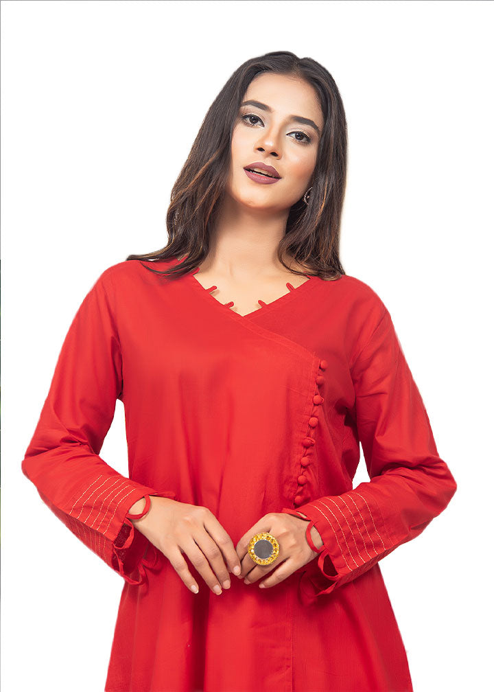 cambric Angrakha in Red