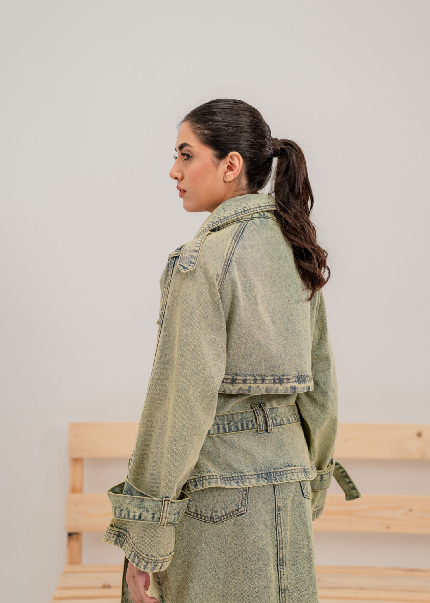 denim Jacket in Yellow green