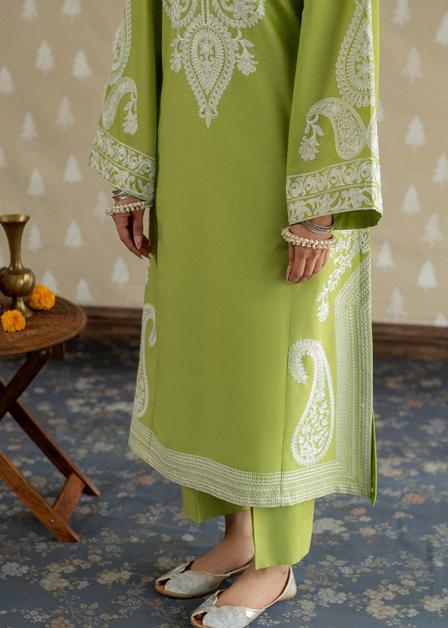lawn Kurta Set in Apple green