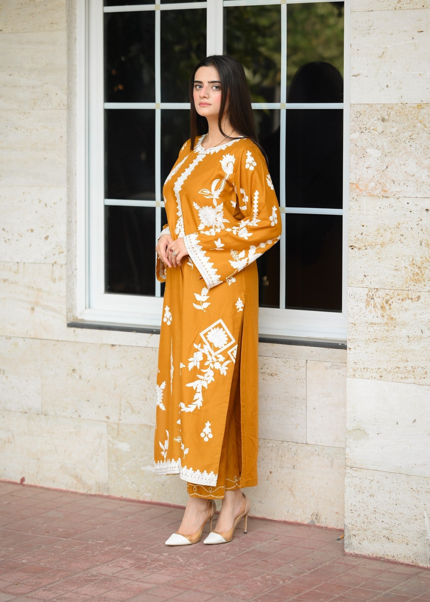 linen Kurta Set in Mustard