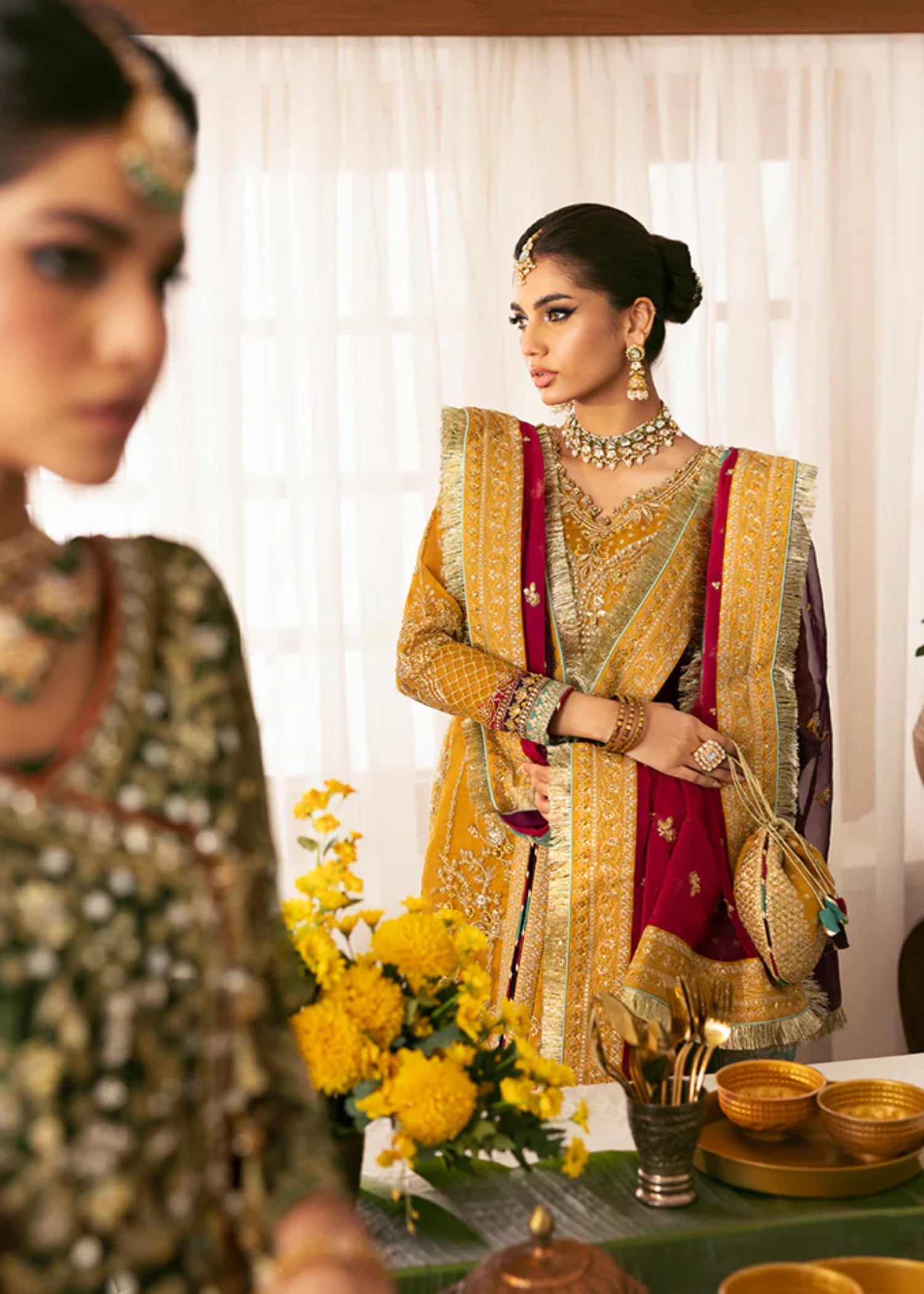 organza Sharara in Saffron