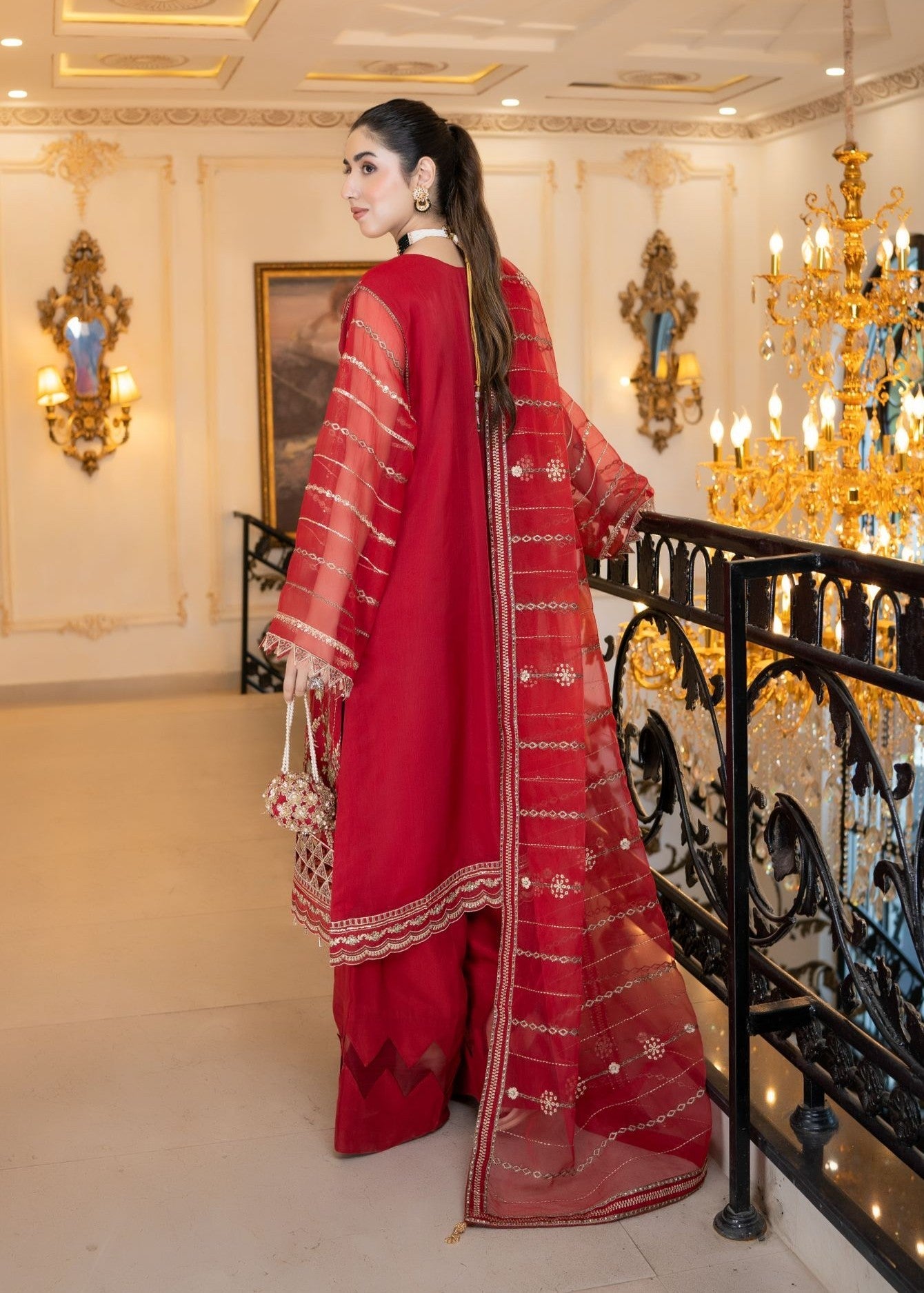 organza Unstitched in Red