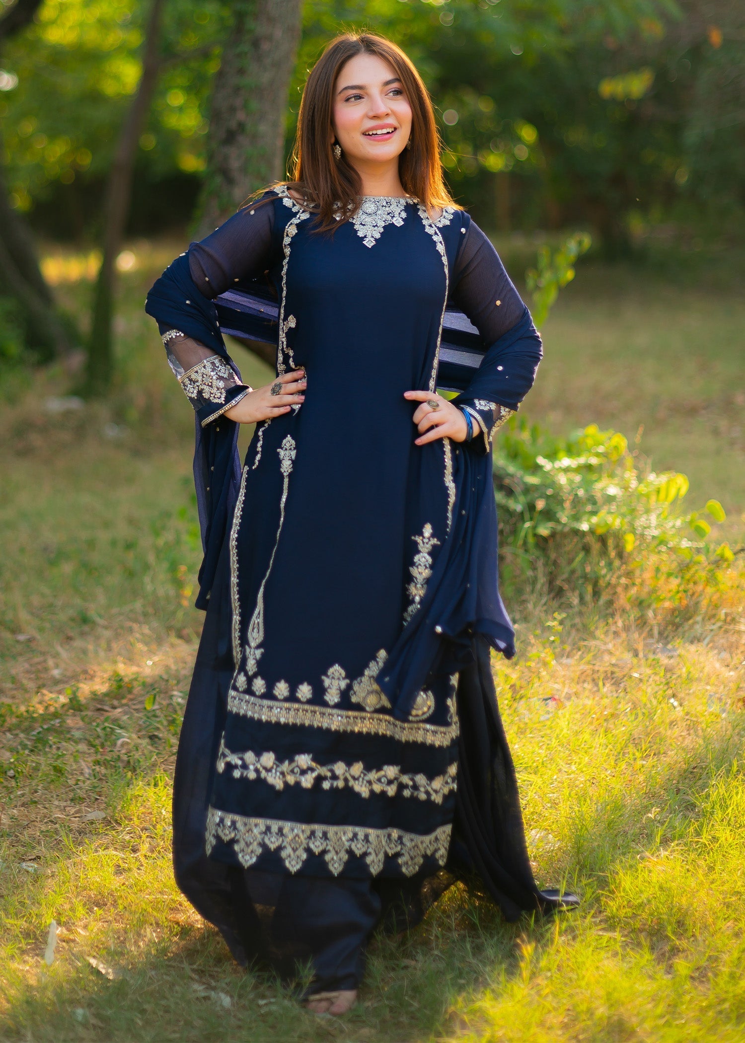 chiffon Sharara in Blue