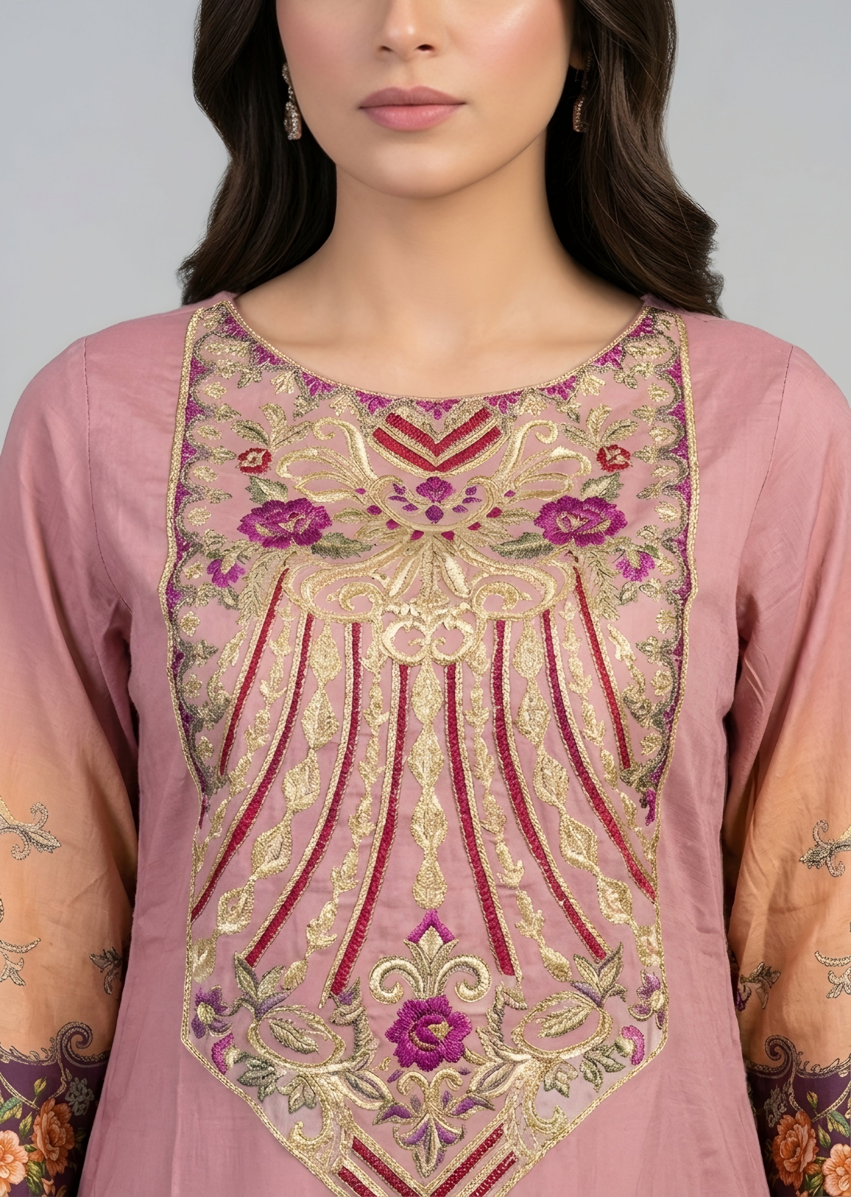 linen Kurta Set in Blush pink