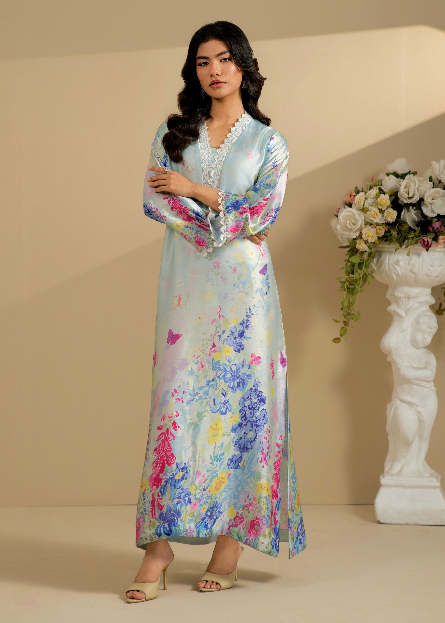 silk Kurta Set in Ice blue