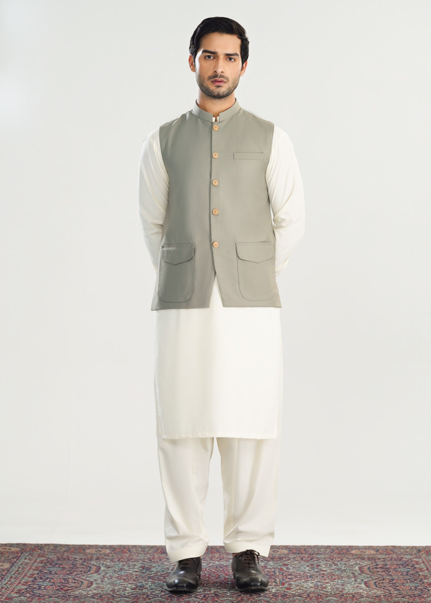 suiting Waistcoat in Off-white, grey