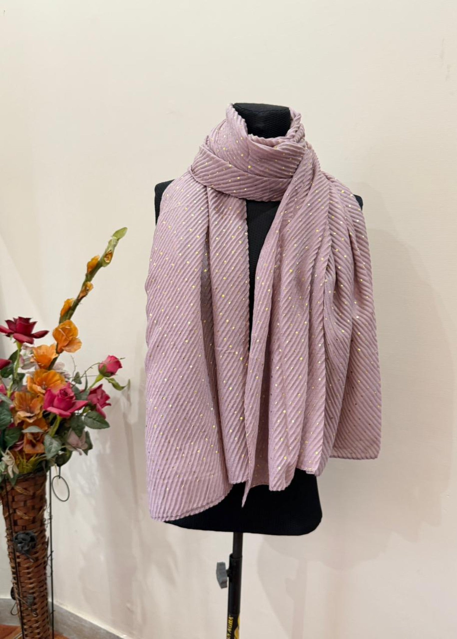 textured lawn Hijab in Orchid pink