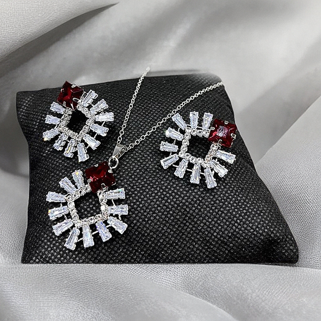 Jewelry Set in Maroon Color by - Trendy Women Jewelry Set EIE9975