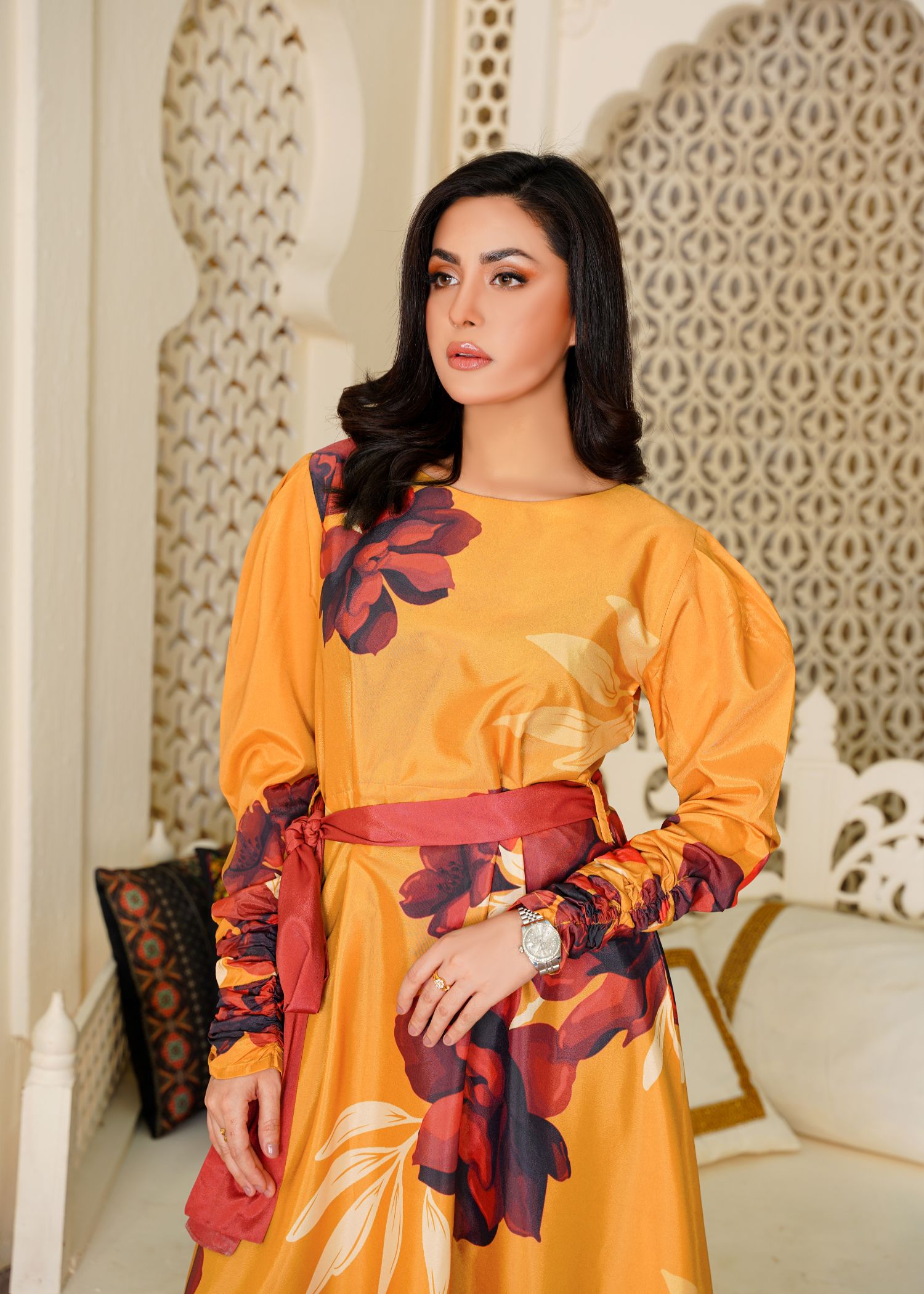 crepe Maxi in Mustard