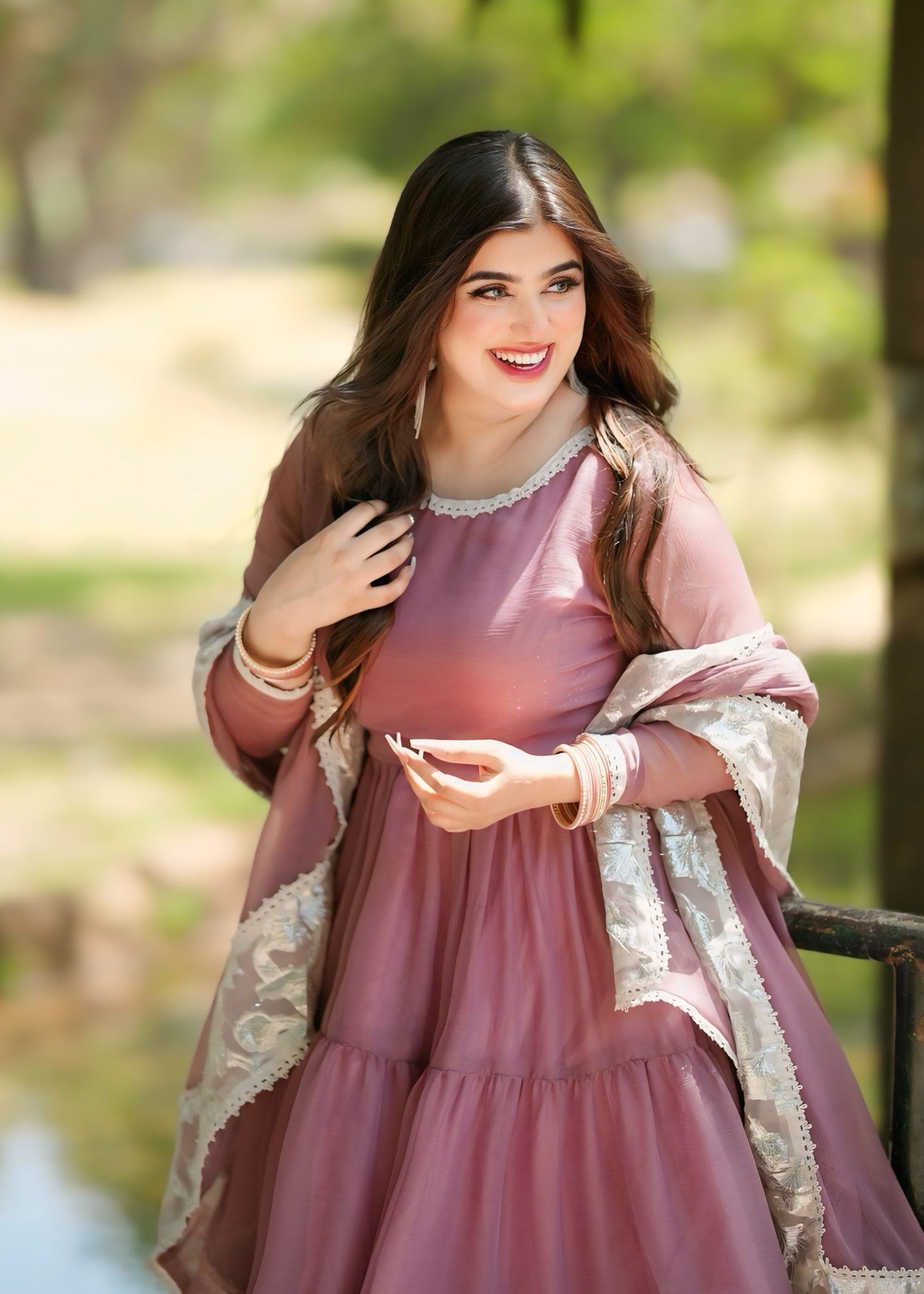 chiffon Maxi in Mauve pink