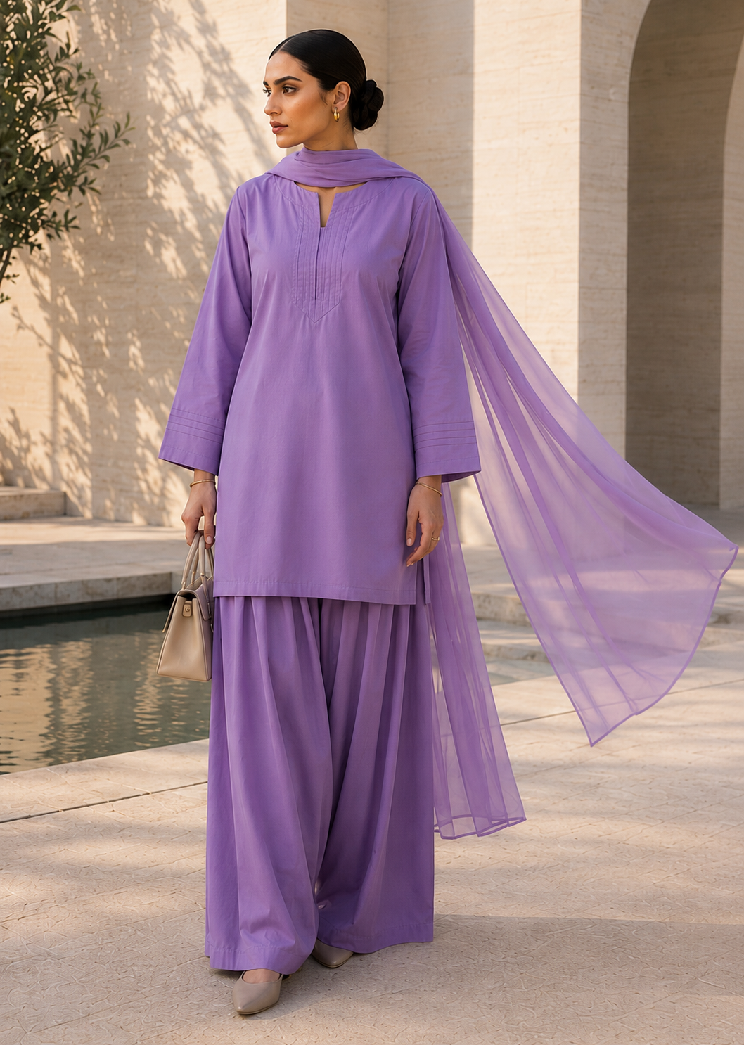 pure cotton Kurta Set in Mauve