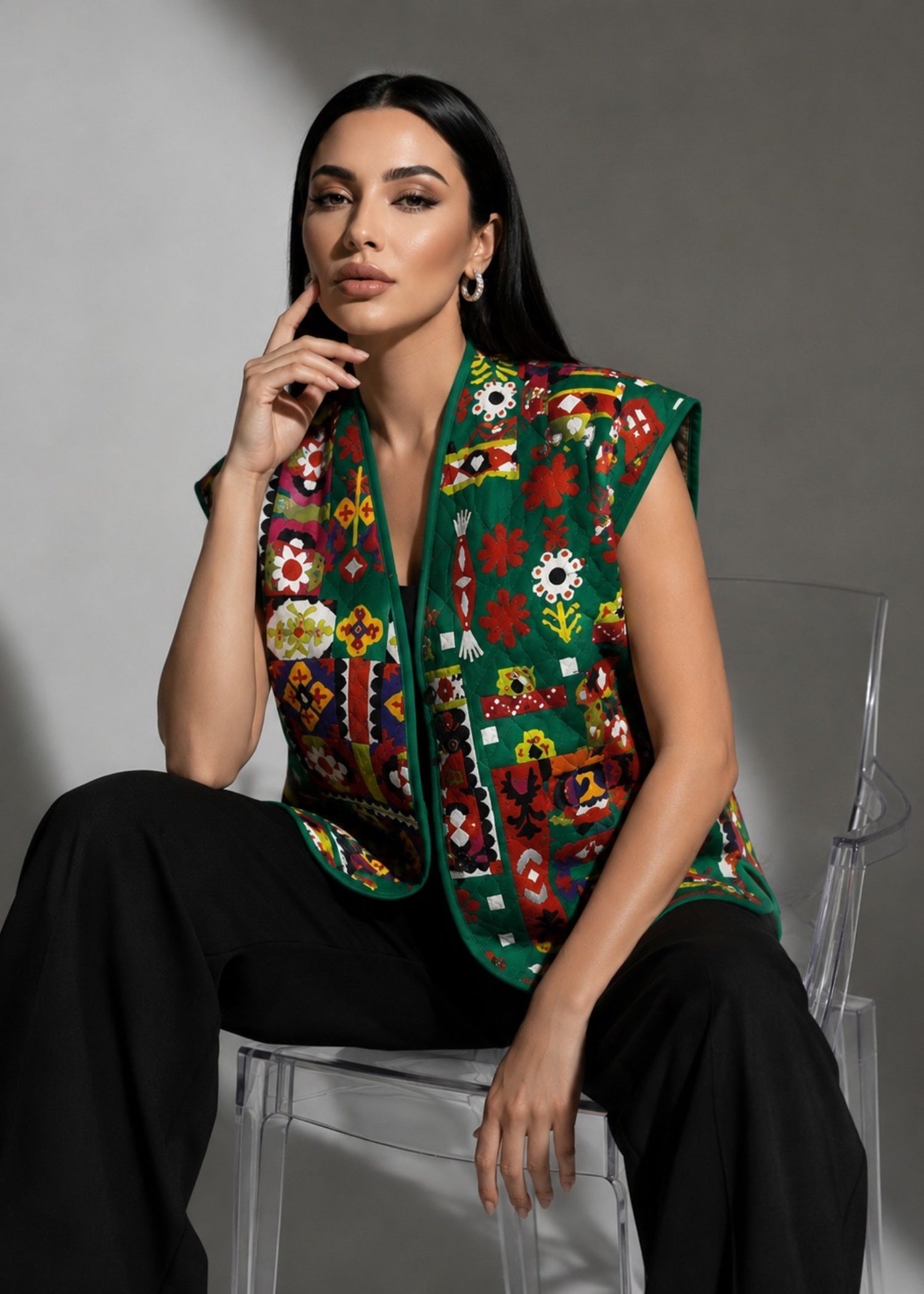 blended satin Jacket in Multi