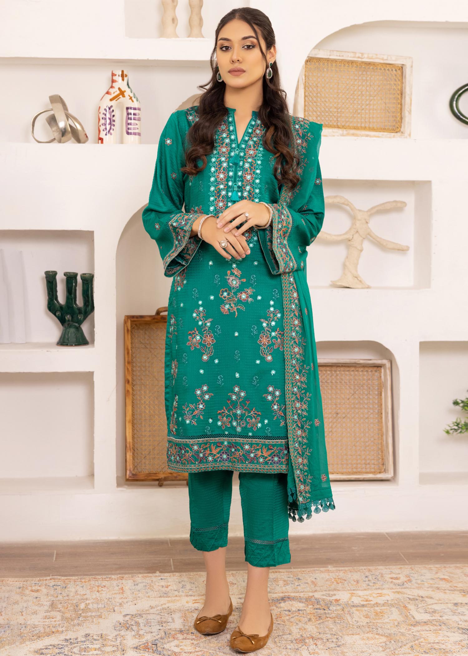 viscose Unstitched in Sea green
