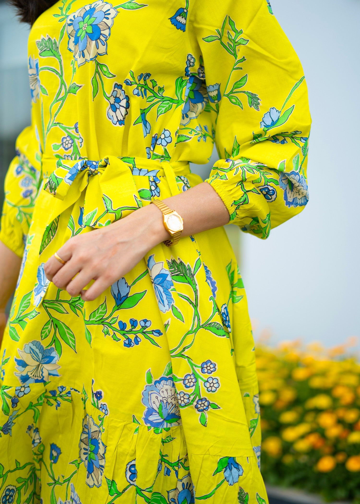 pure cotton Dress in Chartreuse