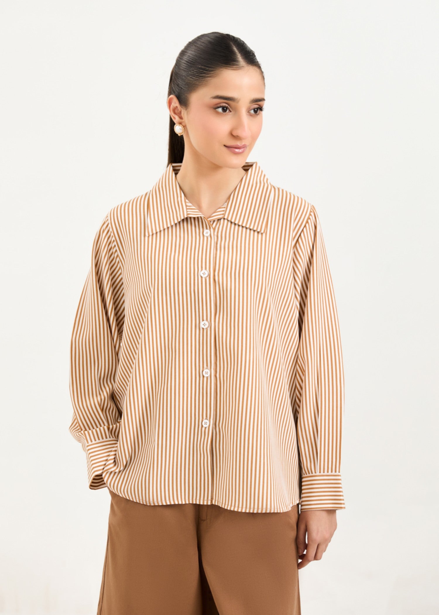 polycotton Top in Sand brown