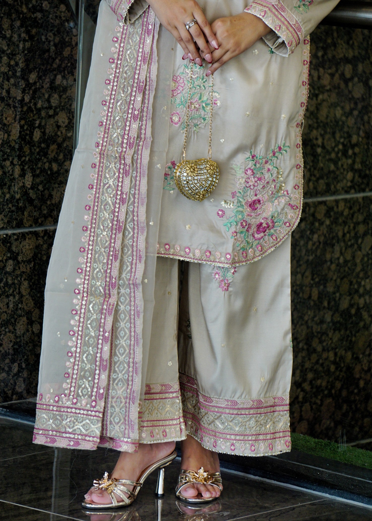 silk Kurta Set in Ivory