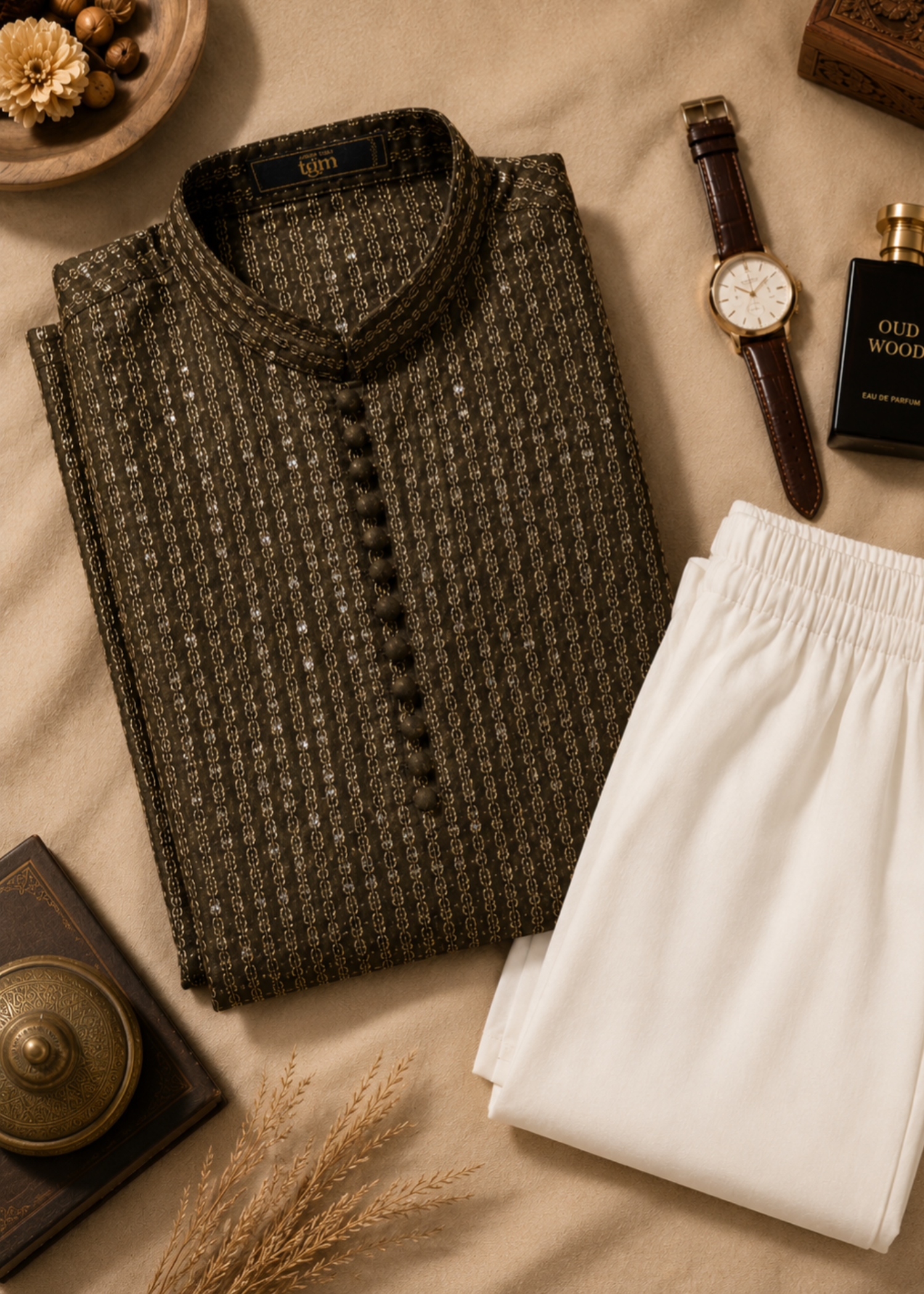 pk raw silk Kurta Set in Mocha brown by The Great Masters (TGM)