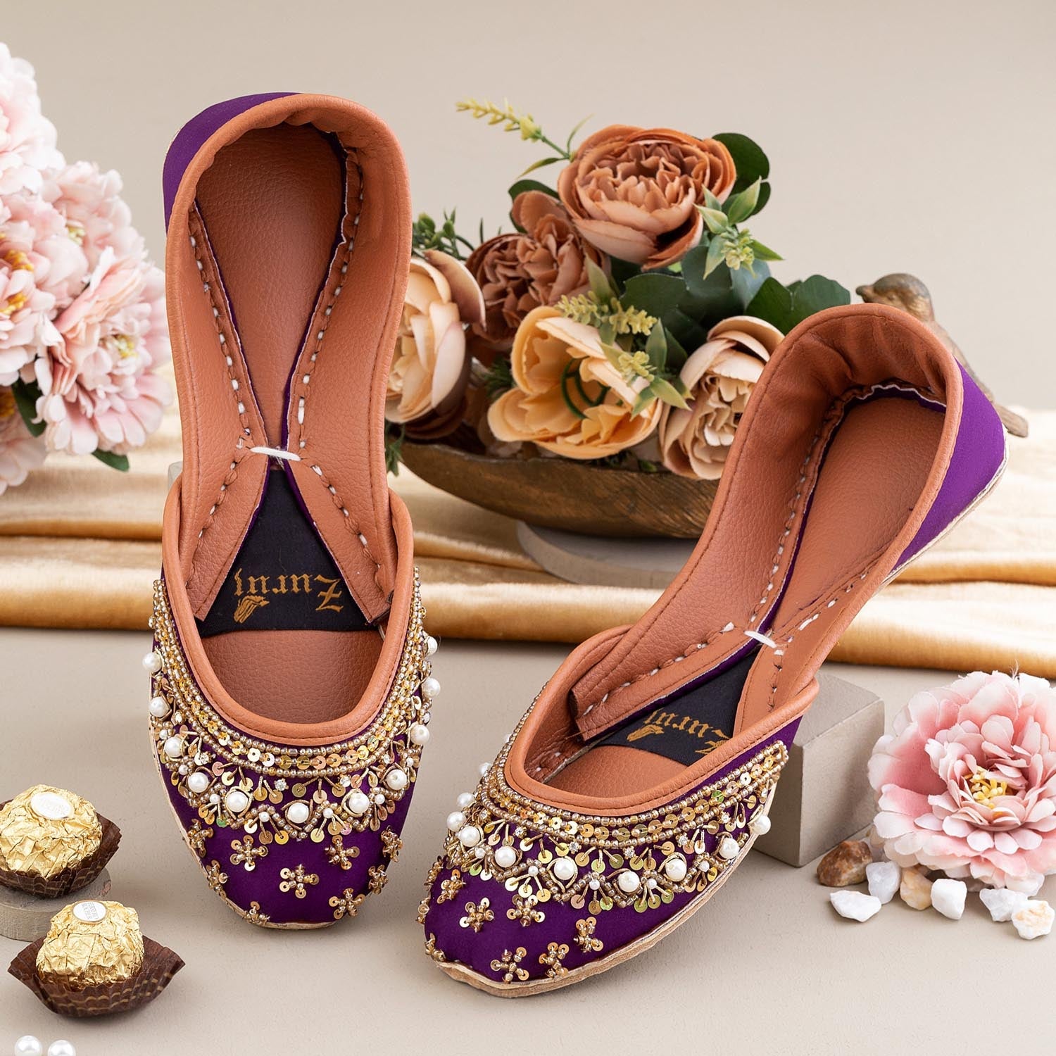 Khussa in Purple by - High Quality Women Khussa UMQ0044