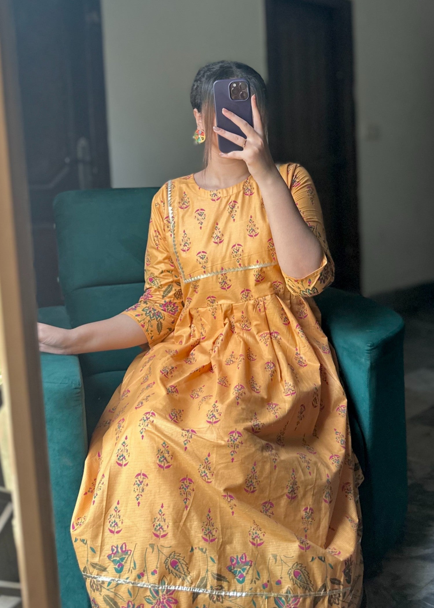 cotton Pishwas in Mustard