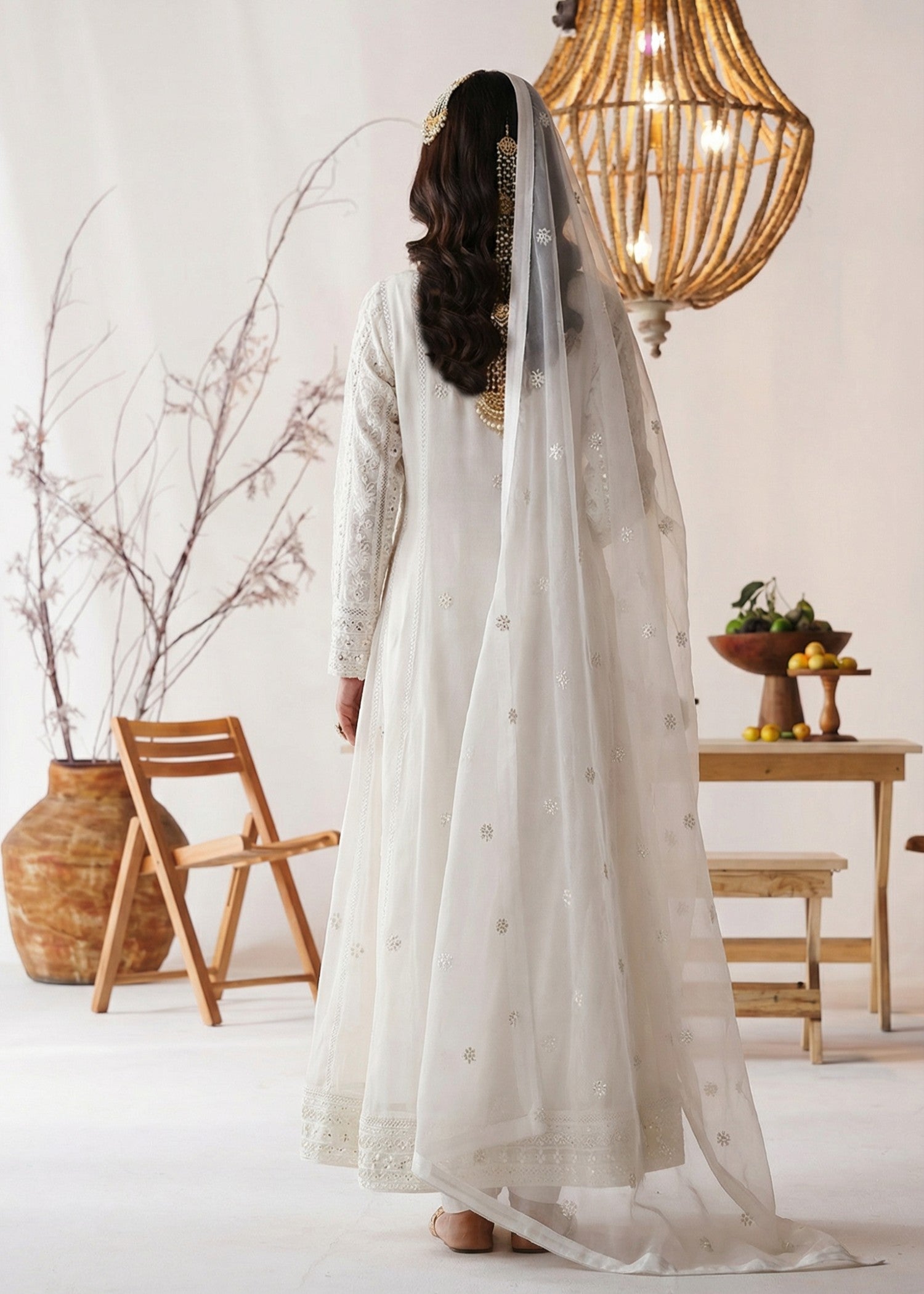 chiffon Pishwas in White