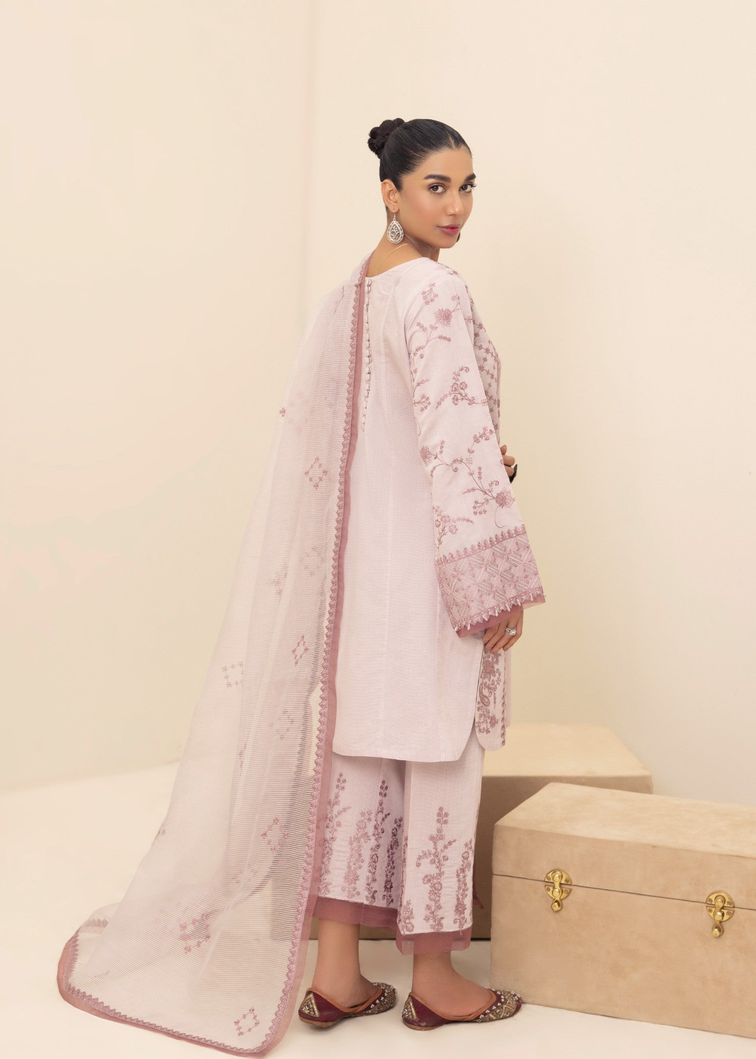 chambray Kurta Set in Mauve