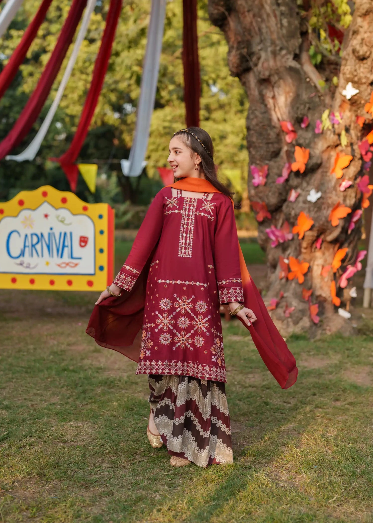 cotton Gharara in Maroon