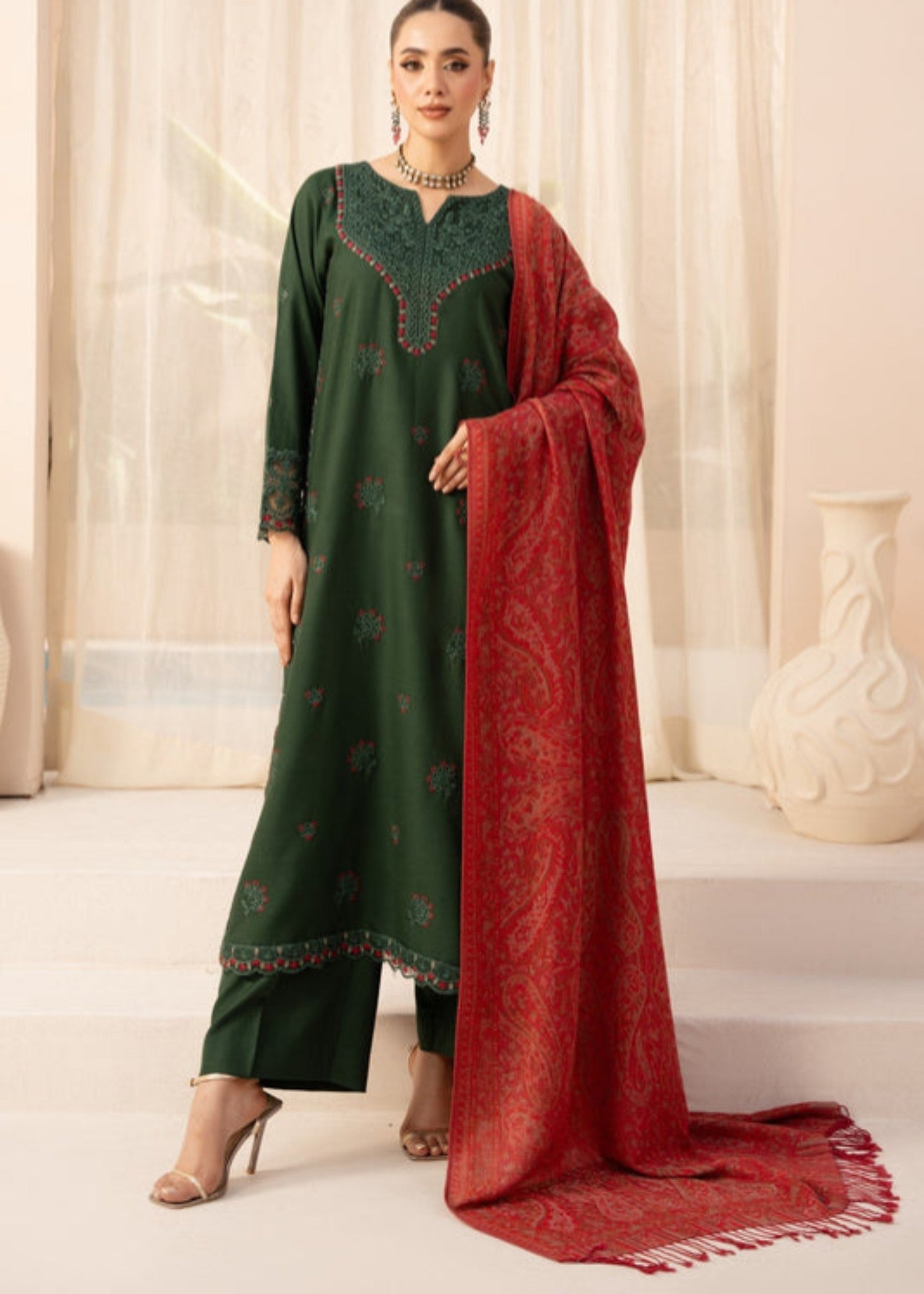 dhanak Kurta Set in Apple green