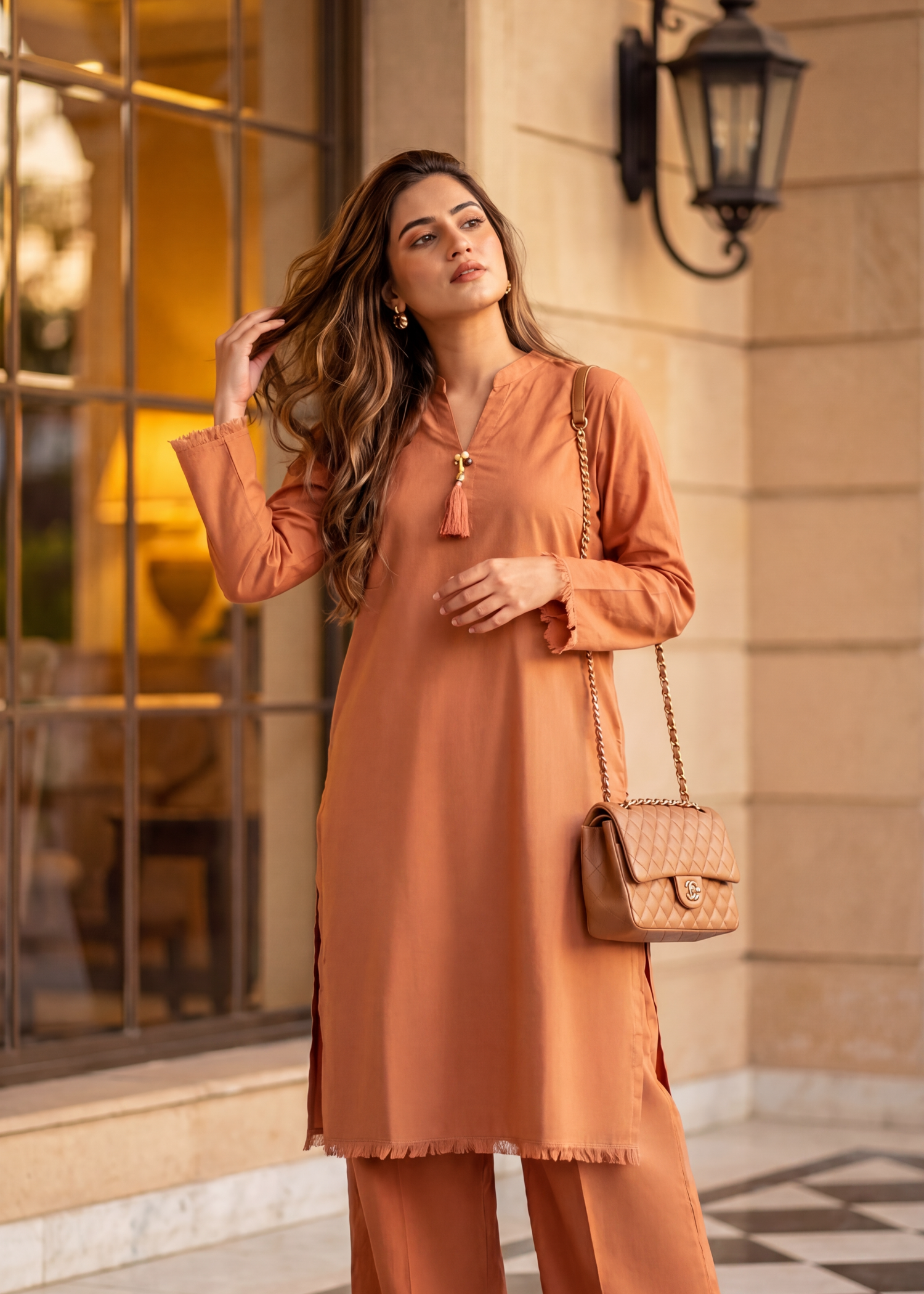cotton Co Ord Sets in Desert orange