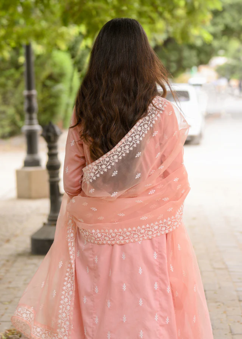 lawn Kurta Set in Rose pink