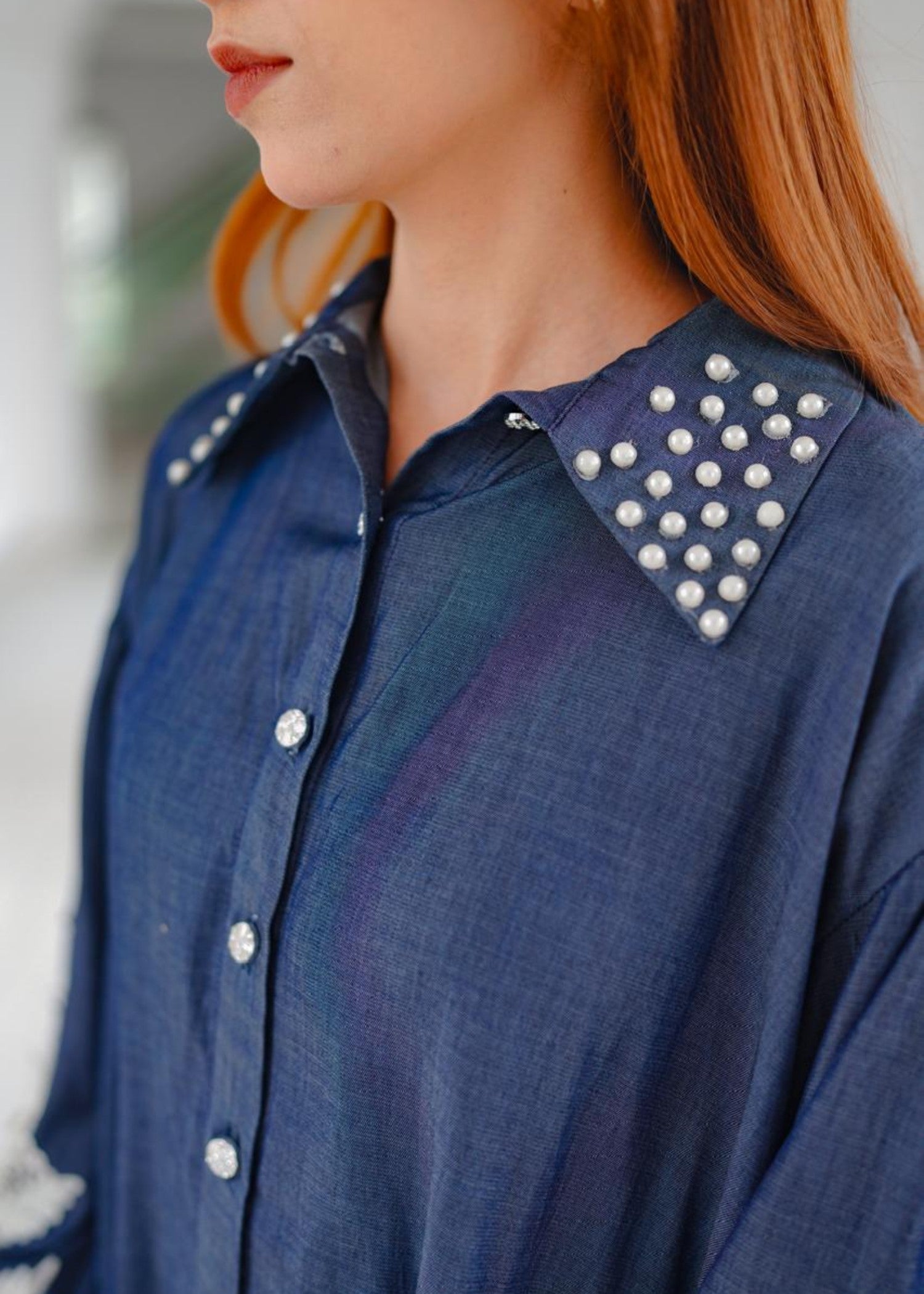 stretch denim Co Ord Sets in Sapphire blue