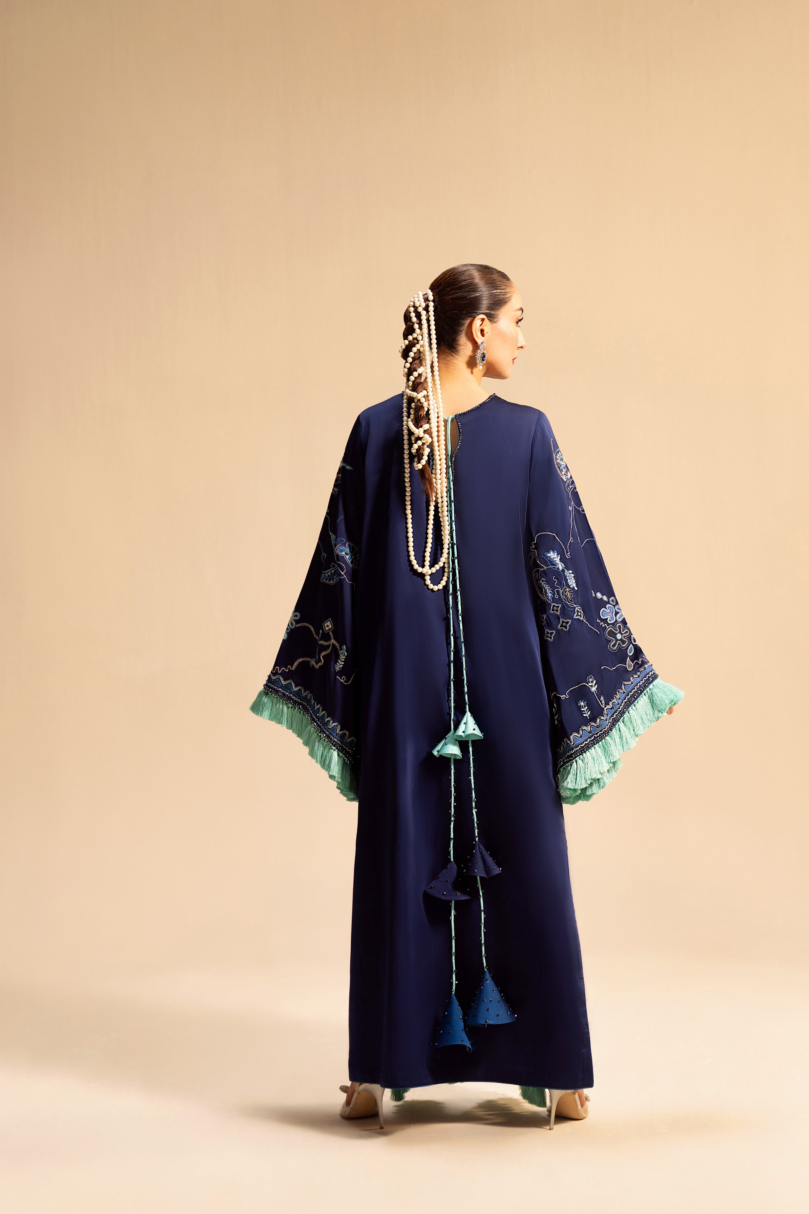 lawn Kaftan in Navy blue
