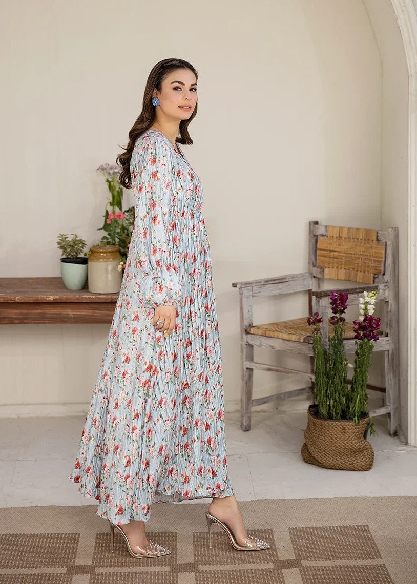 silk Dress in Powder blue