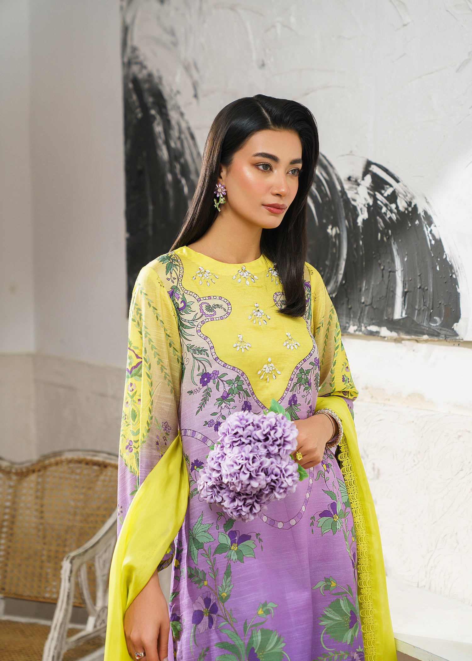 raw silk Kurta Set in Key lime