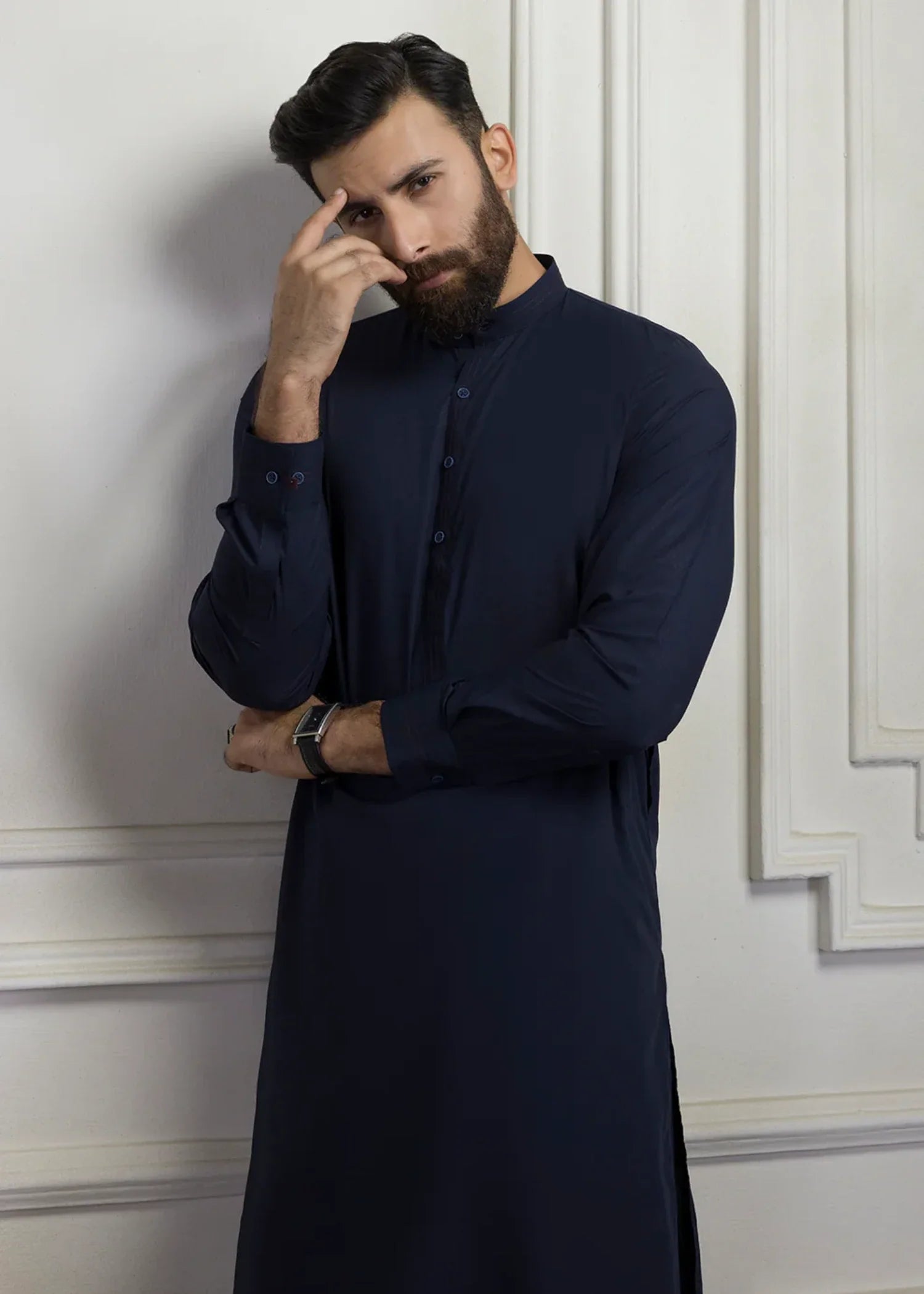 poly viscose Shalwar Kameez in Navy blue by Zellbury