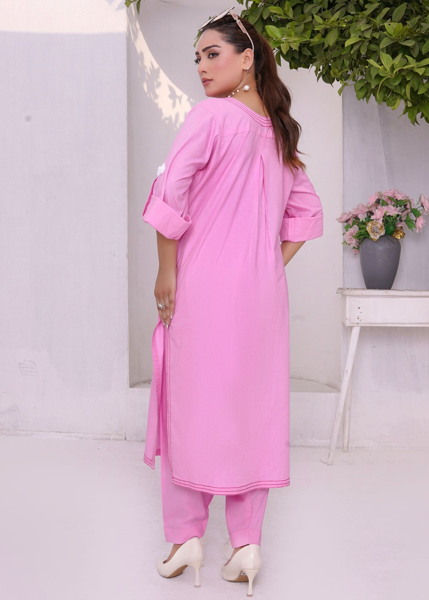 cotton Kurta Set in Cotton candy