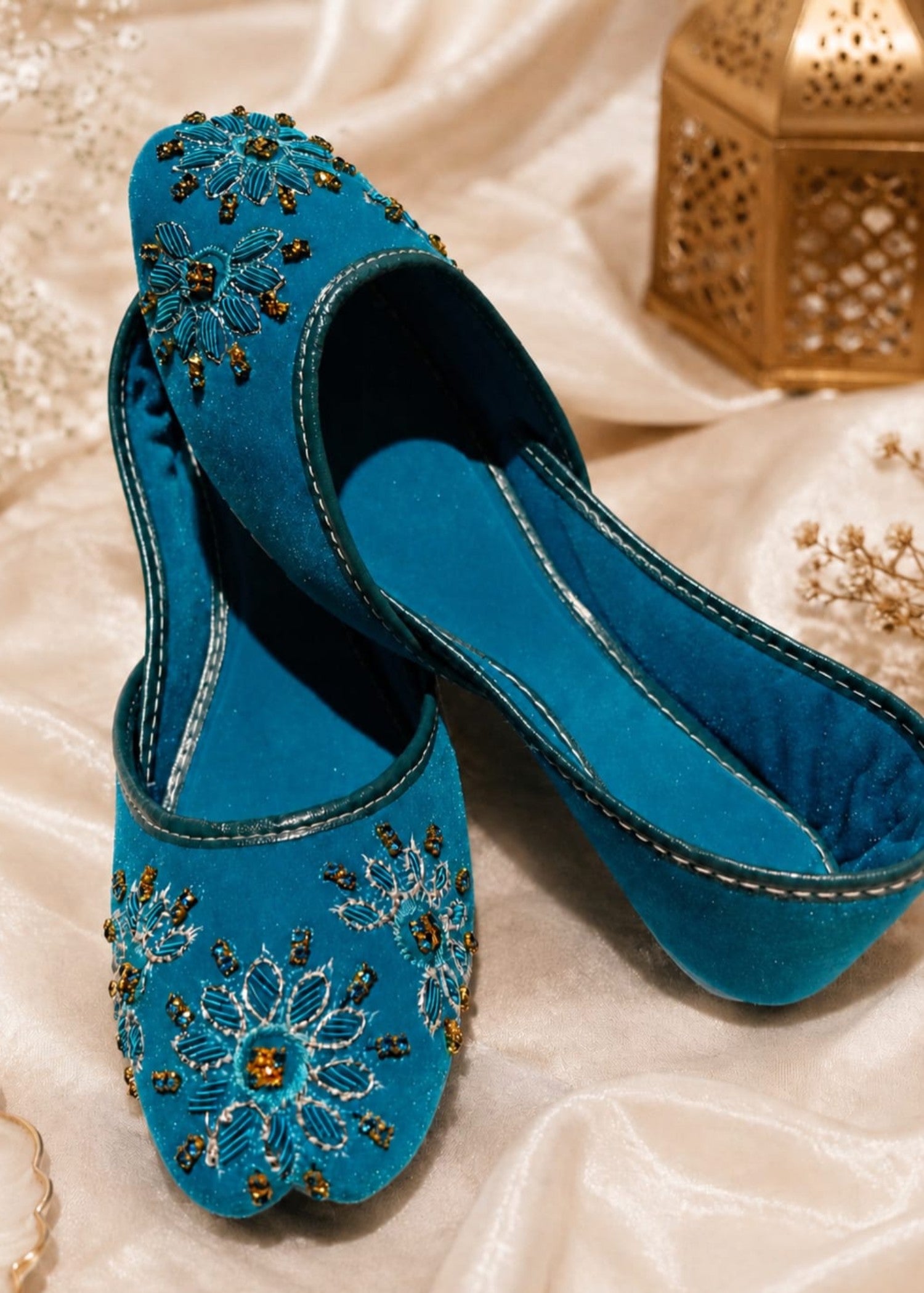 Khussa in Ocean blue by - High Quality Women Khussa IVM1521