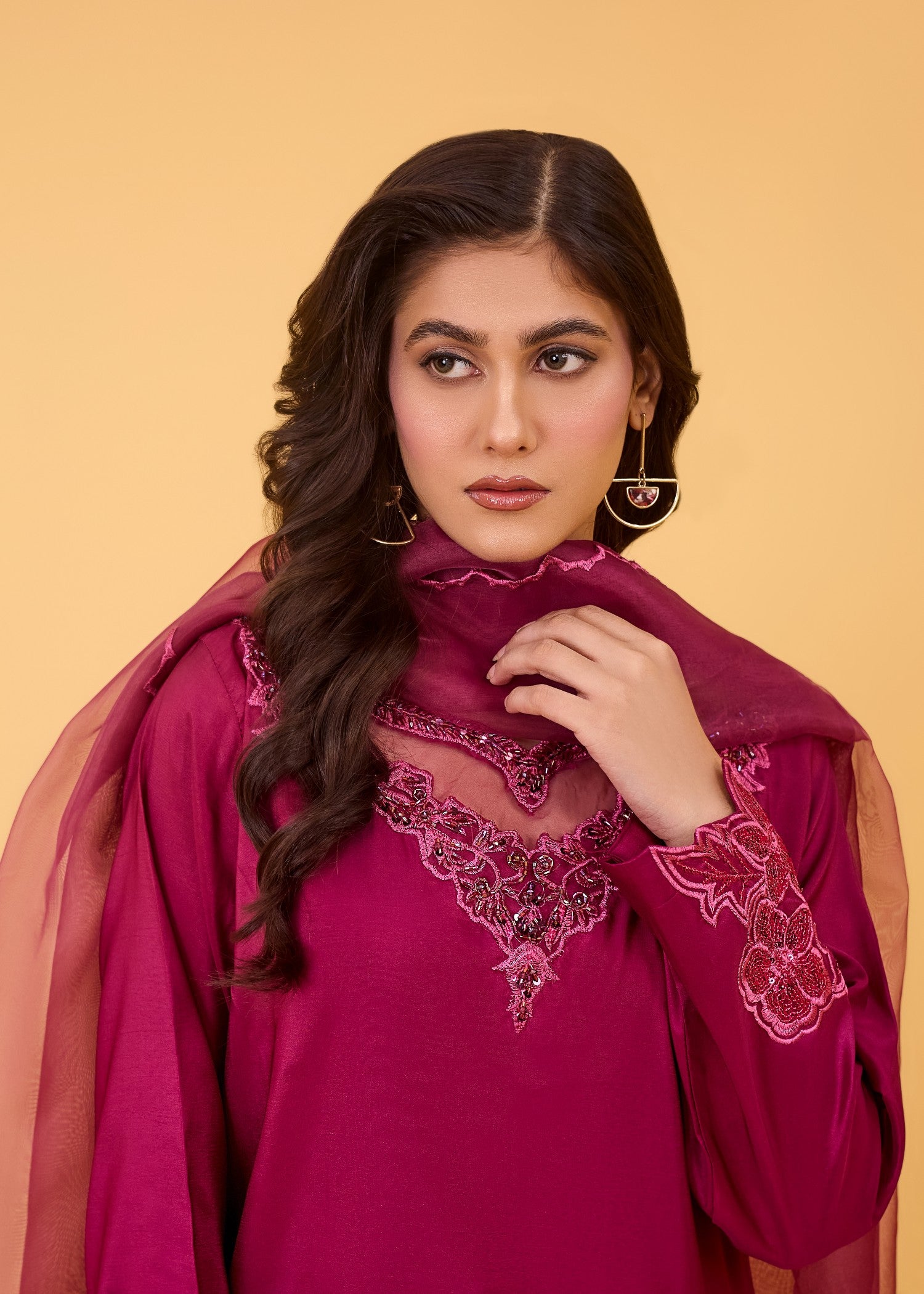 kattan silk Kurta Set in Lusty gallant