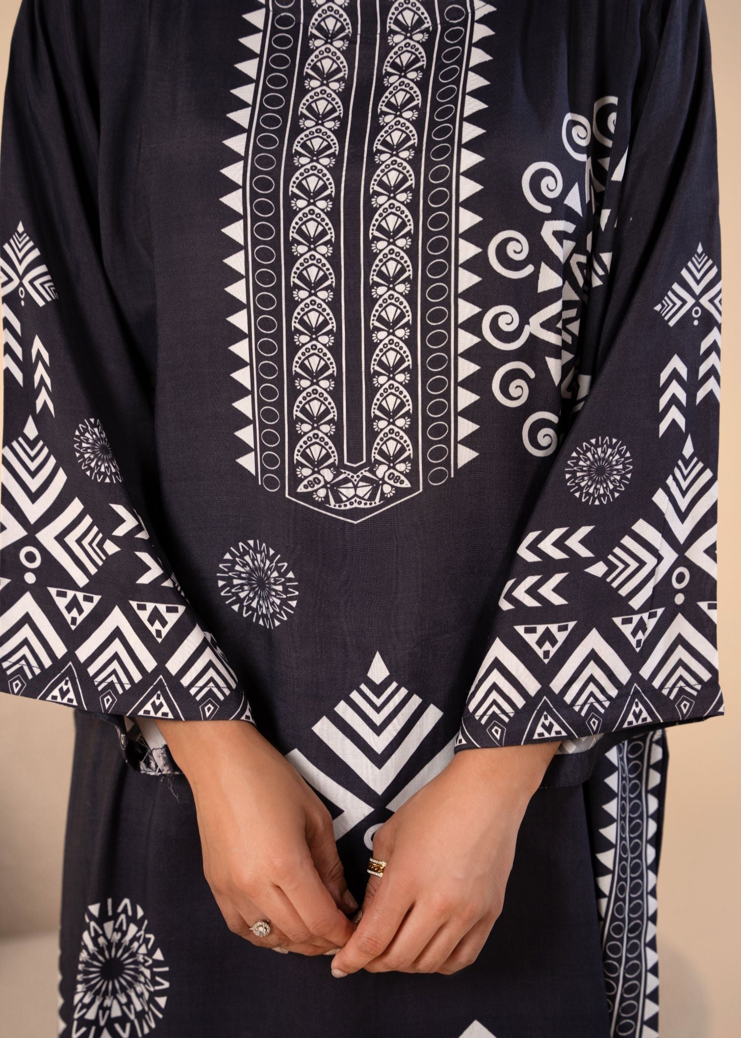 viscose raw silk Kurta Set in Charcoal