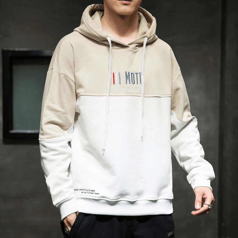 Hooded Sweater Men'S Color Matching Loose Hoodie Trendy Casual