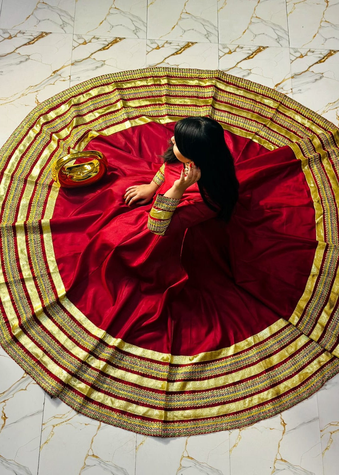 satin silk Anarkali in Maroon