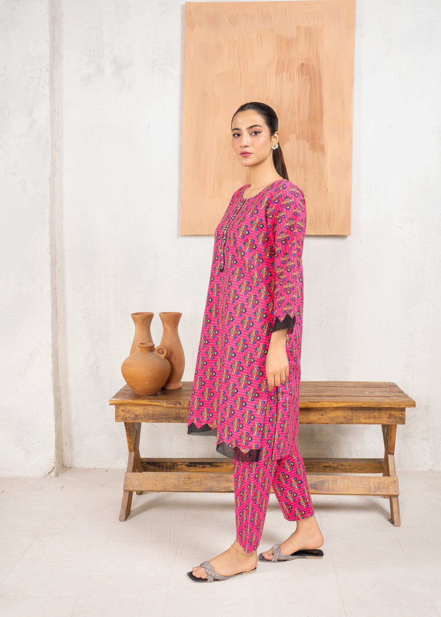 khaddar Co Ord Sets in Hot pink red