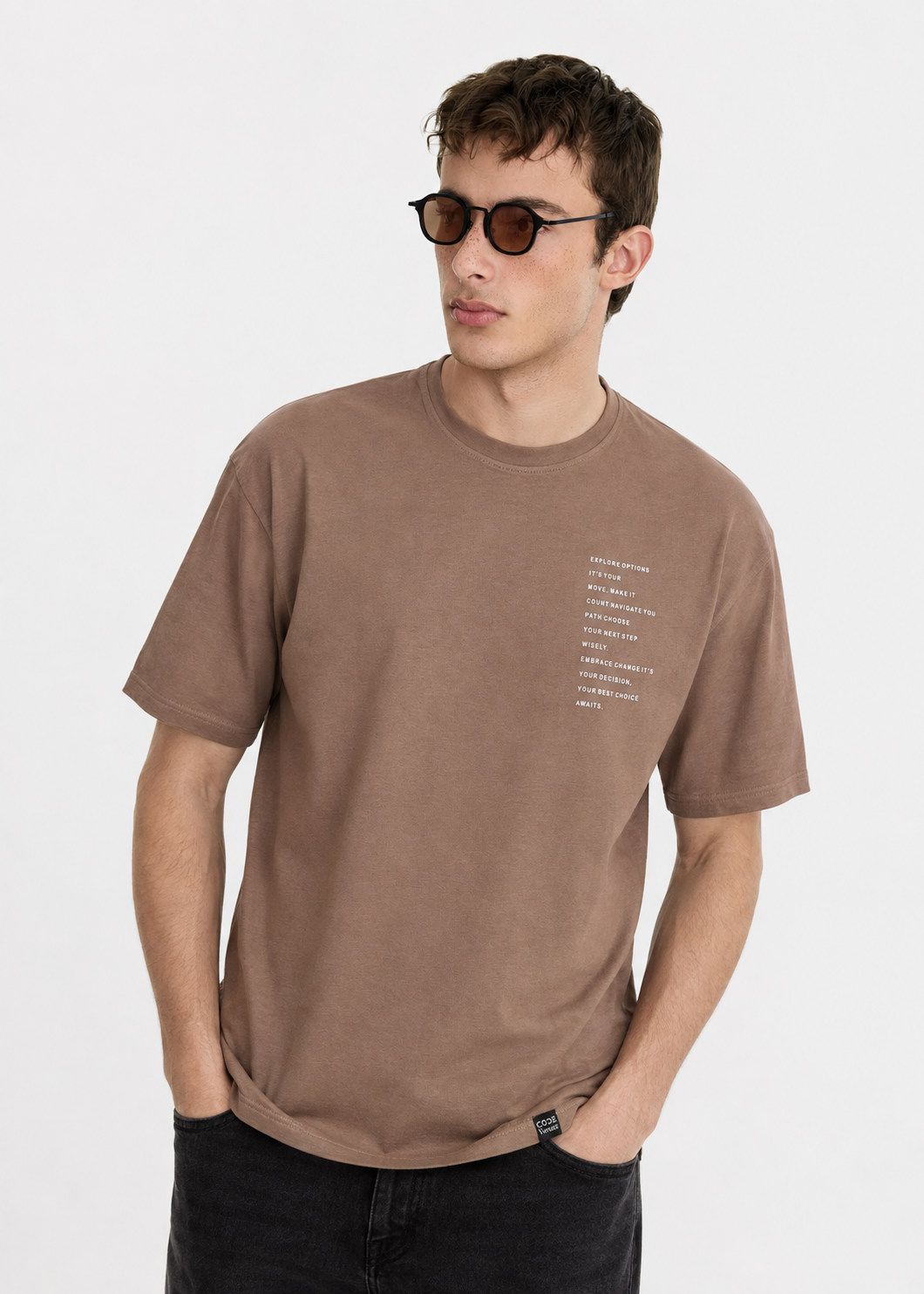 cotton T Shirt in Mocha brown