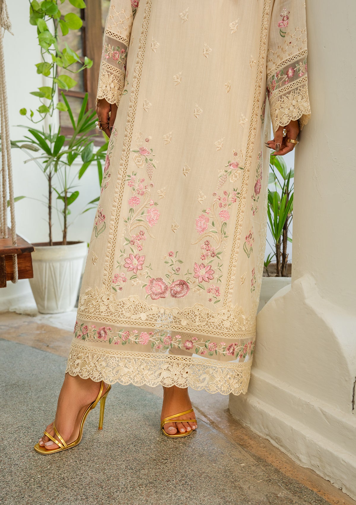 lawn Kurta Set in Cream