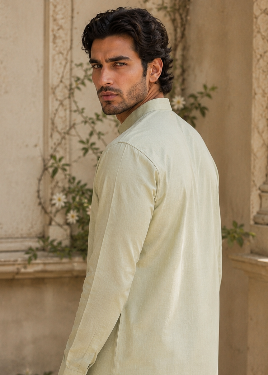wash & wear Kurta Set in Apple green