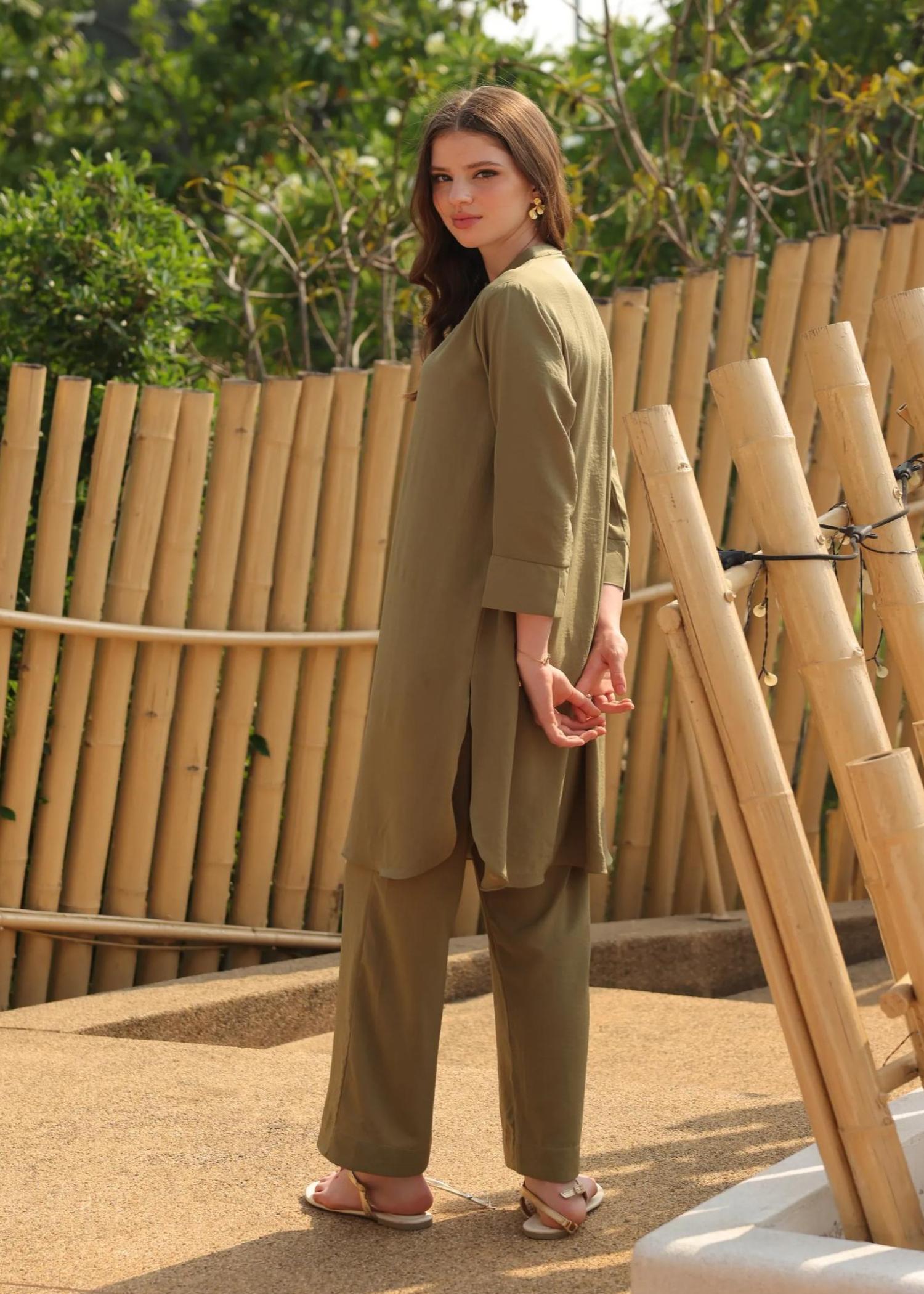 polycotton Co Ord Sets in Olive green