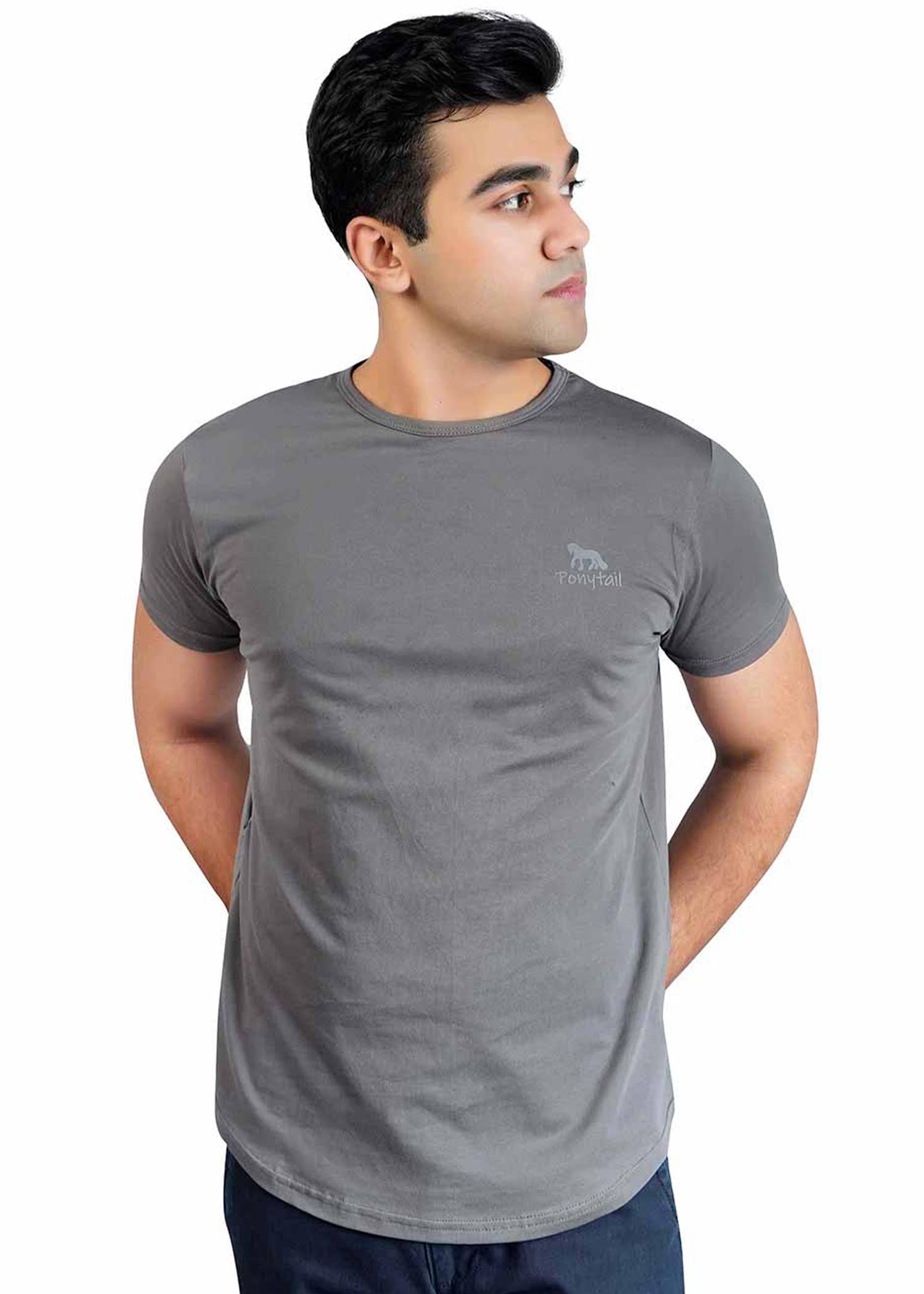 single jersey knit T Shirt in Grey