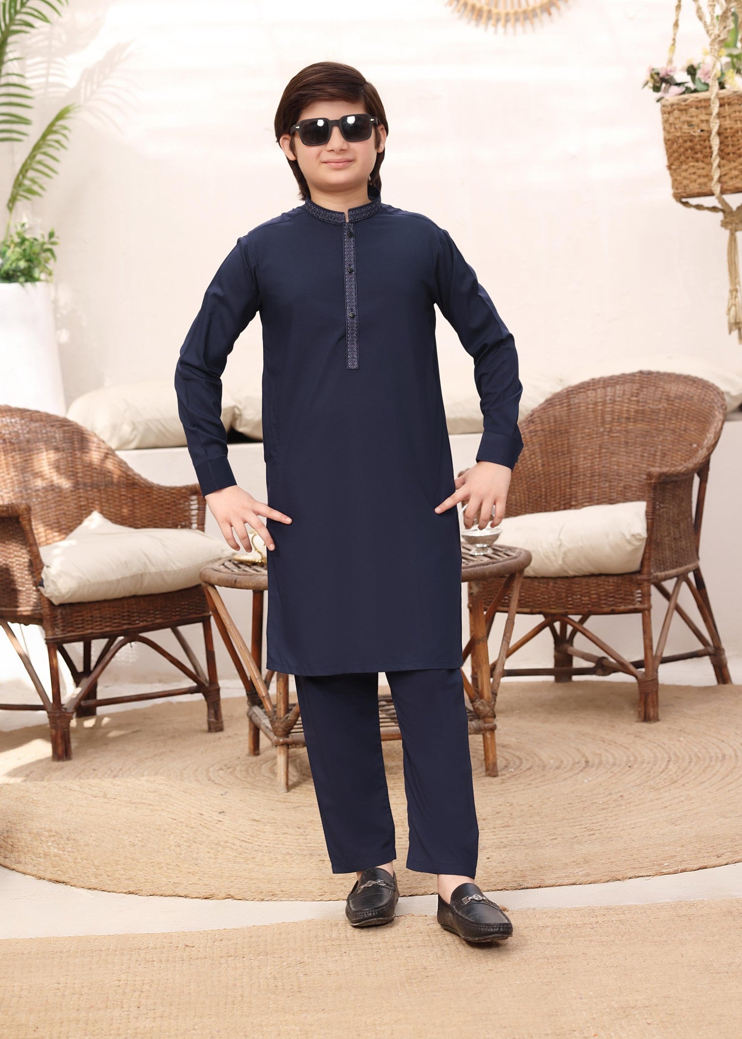 wash & wear Kurta Set in Navy blue