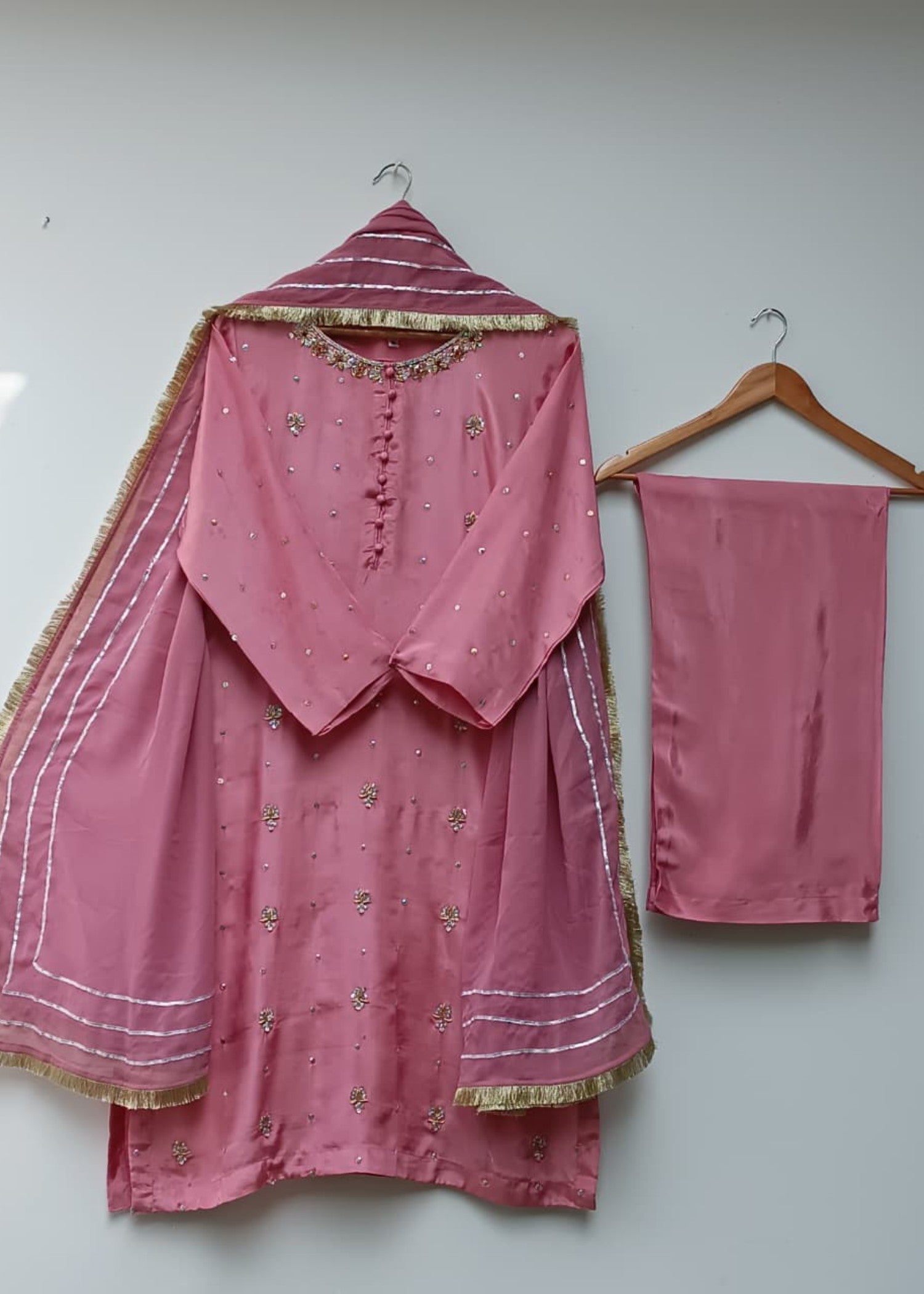 tussar silk Kurta Set in Blush pink