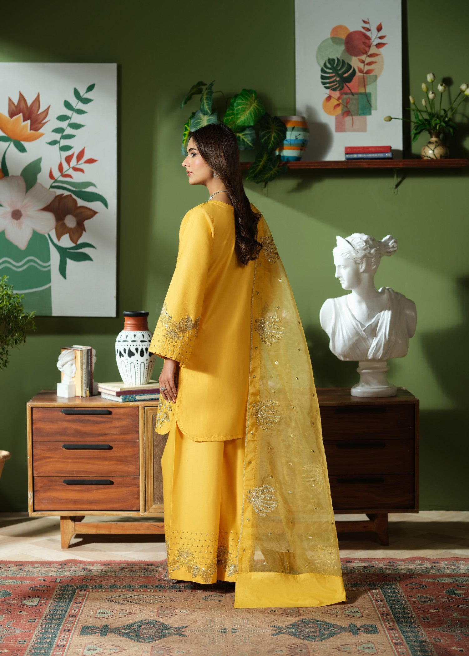 cambric Kurta Set in Mellow yellow
