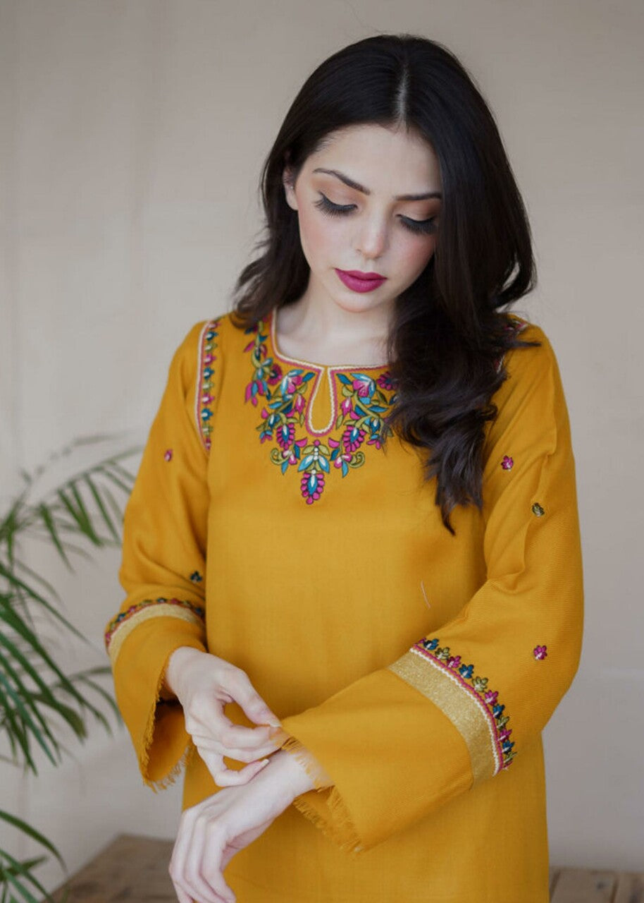 pashmina Kurta Set in Mustard